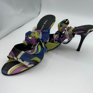 Nine West Womens 6.5 Fabric Multi Color Print Heeled Pumps Scarf Wrap Sexy Party